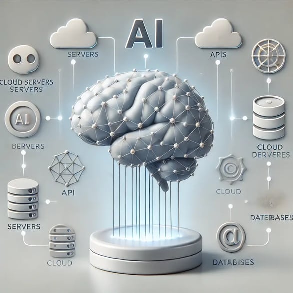 DALL·E 2025-03-21 11.36.39 - A conceptual illustration showing an AI image generator connected to external data sources, in a calm and elegant style. The AI is represented as a mi